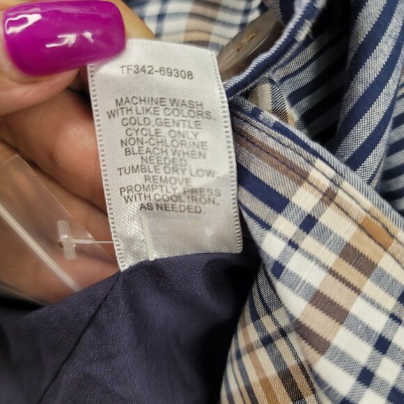 Pendleton Womens Navy Brown Plaid 2 Button Pockets Blazer Size 16 Academia - Picture 10 of 14